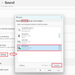 Sound settings in wondows