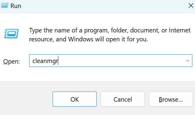 type cleanmgr in the run box 