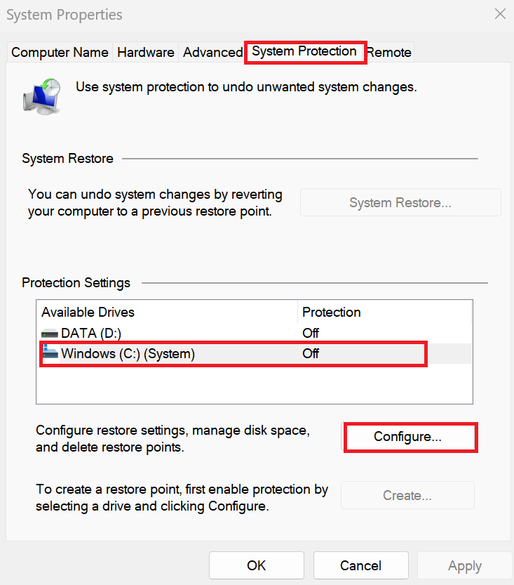 systems properties box