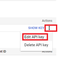 edit API Key to access restrictions section