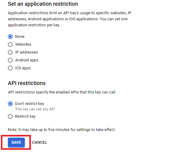 set application restrictions for your API key