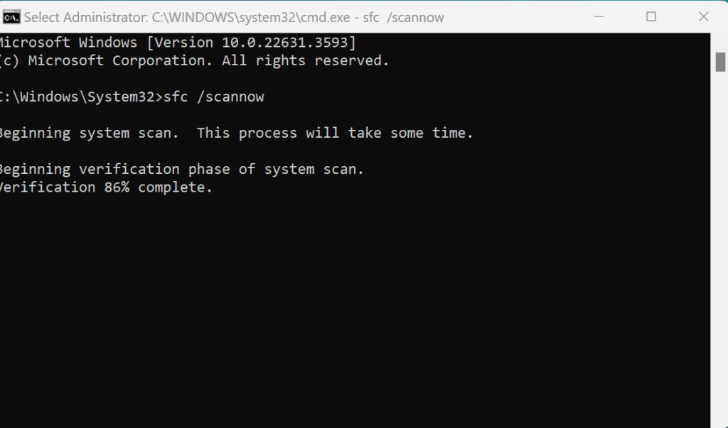Windows command line tools system file checker